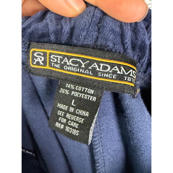 Stacy Adams Velour Track Suit Jacket + Pants Blue Silver Vintage Y2K Mens Large‎ - Picture 11 of 12